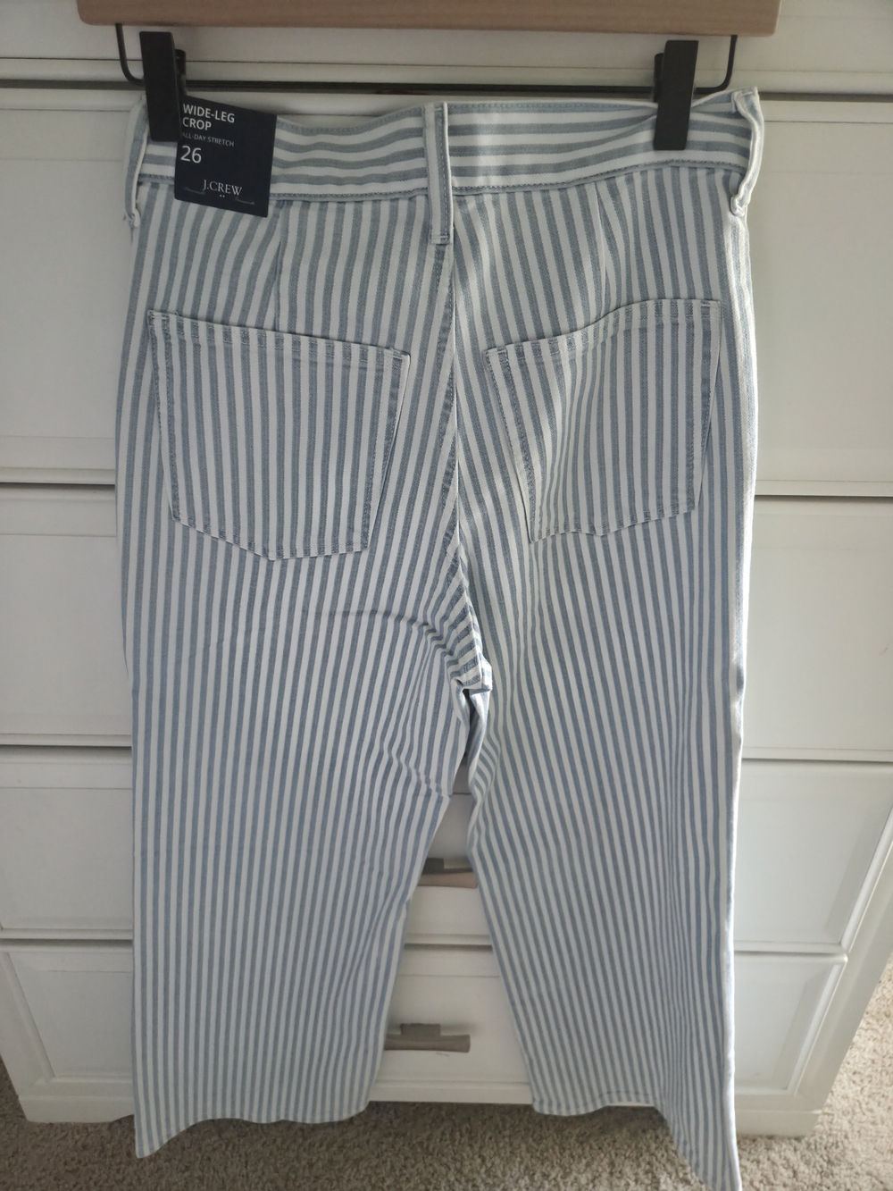 J. Crew Blue & White Striped Wide-Leg Crop Jeans - Picture 6 of 6